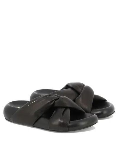 Shop Marni Twisted Cross-over Sandals In Black
