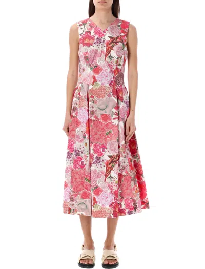 Shop Marni Sleeveless Collage Print Dress With Flared Hem In Pink_clematis