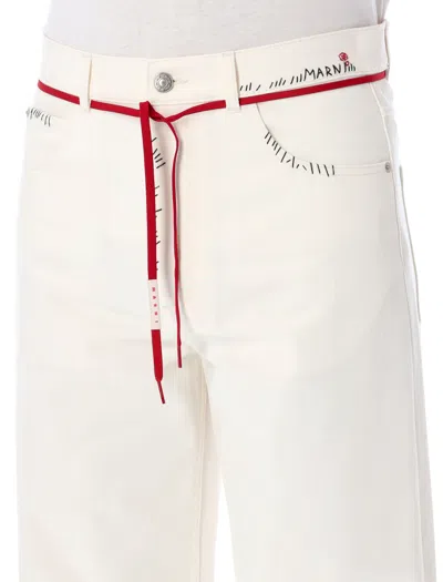 Shop Marni Cotton Woven Pants In White