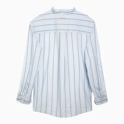 Shop Marni Men's White Cotton T-shirt With Shirt Insert And Blue Stripe Detail