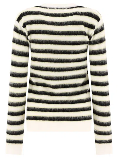 Shop Marni Striped Mohair Sweater In White