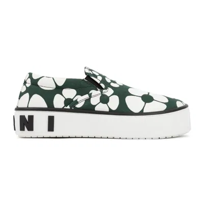 Shop Marni X Carhartt Green Cotton Slip-on Sneakers For Men