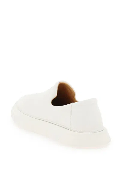 Shop Marsèll Handcrafted Slip-on Shoes With Grained Leather And Rubber Sole In White