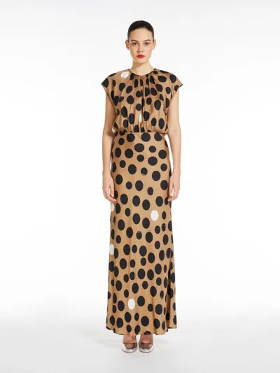 Shop Max Mara Luxurious Beige Silk Dress For Women