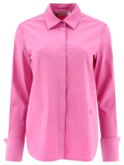 Shop Max Mara Stretch Canvas Fitted Shirt In Pink
