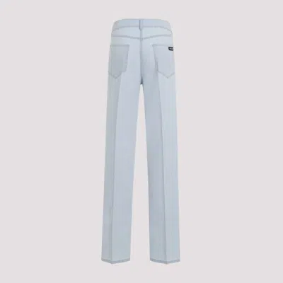 Shop Miu Miu Cotton Pants In Navy