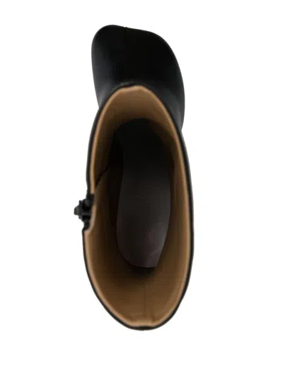 Shop Mm6 Maison Margiela Black Leather Ankle Boots For Women