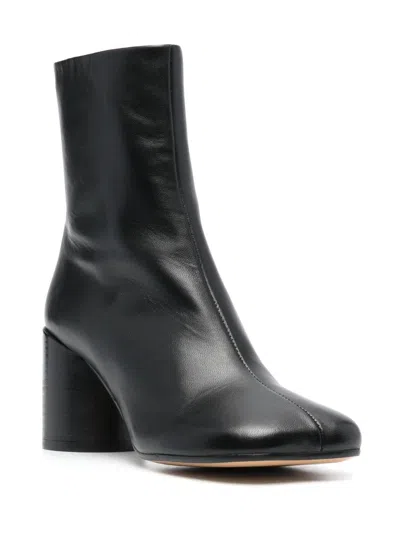 Shop Mm6 Maison Margiela Black Leather Ankle Boots For Women