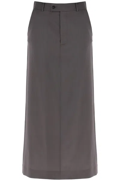Shop Mm6 Maison Margiela Grey Maxi Skirt With Knottable Panel For Women In Gray