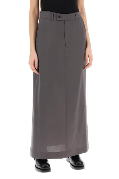 Shop Mm6 Maison Margiela Maxi Skirt With Tieable Panel In Gray