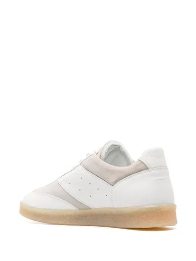 Shop Mm6 Maison Margiela Men's White Leather Panelled Low-top Sneakers For Fw23
