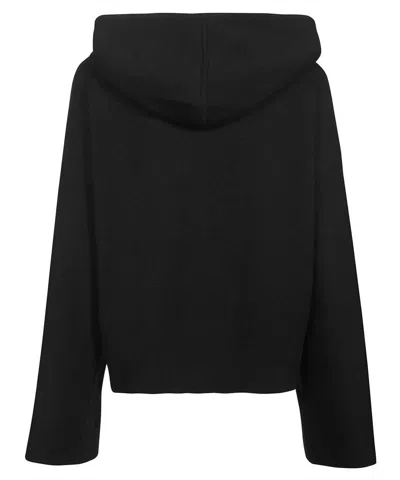Shop Moncler Black Knit Full Zip Hoodie With Adjustable Hood And Zipped Cuffs For Men
