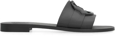 Shop Moncler Mon Rubber Slide Sandals In Black