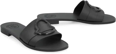 Shop Moncler Mon Rubber Slide Sandals In Black