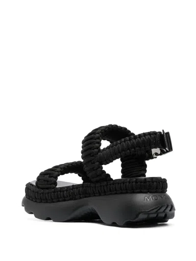 Shop Moncler Black Woven Sandals For Women