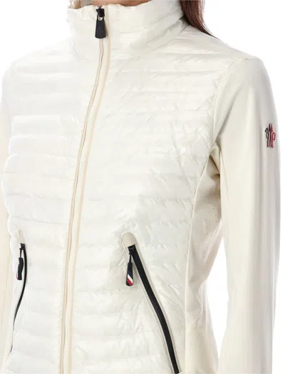 Shop Moncler Zip Up Cardigan In White