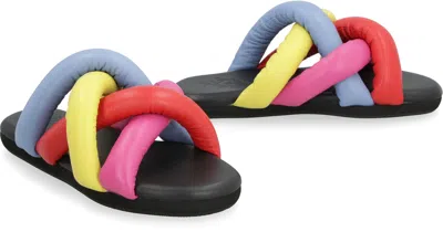 Shop Moncler Genius Multicolor Leather Braided Sandals For Women