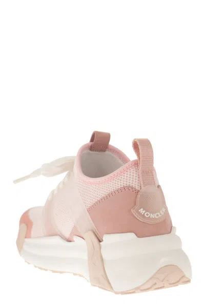 Shop Moncler Neoprene And Leather Low-top Sneakers With Rubber Logo Patch In Pink