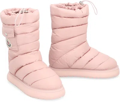 Shop Moncler Pink Drawstring Nylon Boots For Women