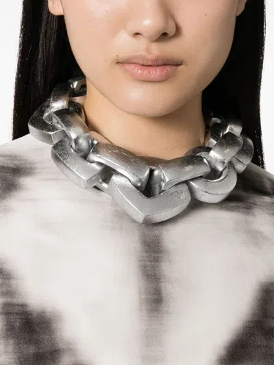 Shop Monies Gray Oversized Chain-link Necklace With Engraved Logo And Magnetic Fastening