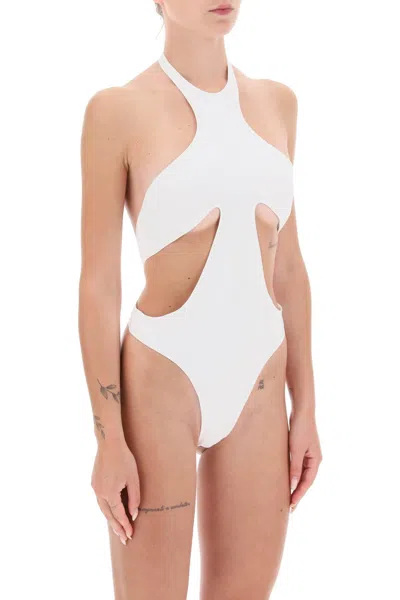 Shop Mugler Women's High-leg One-piece Swimsuit With Cut-outs In White