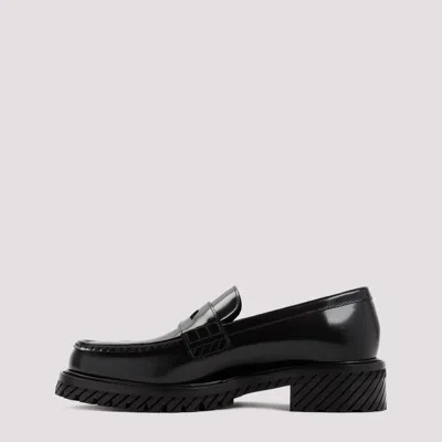 Shop Off-white Black Combat Leather Loafers For Men