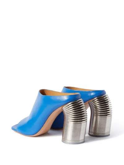 Shop Off-white Cobalt Blue High Cylindrical Heel Leather Sandals For Women