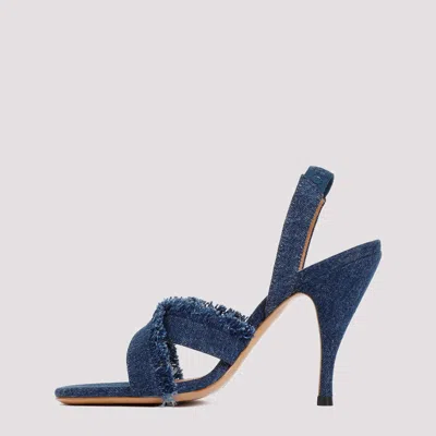 Shop Off-white Curvy Heel Denim Sandal In Blue For Women – Ss24 Collection
