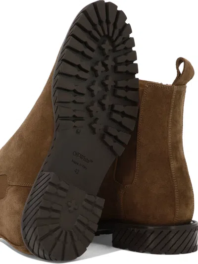 Shop Off-white Men's Brown Suede Combat Ankle Boots For Ss24