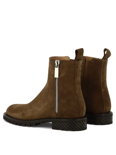 Shop Off-white Men's Brown Suede Combat Ankle Boots For Ss24
