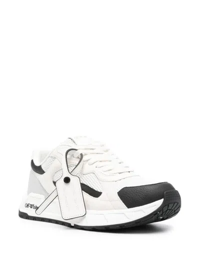 Shop Off-white Retro Sports Style White And Black Leather Sneakers With Zip Tie Tag