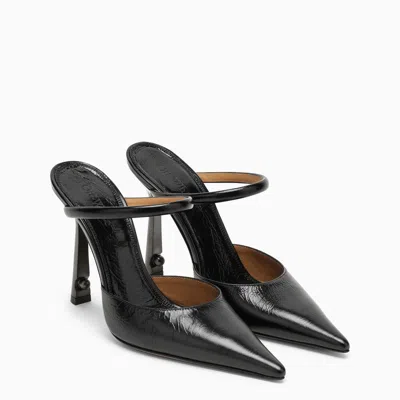 Shop Off-white Sleek Black Leather Slingback Pointed Pumps For Women