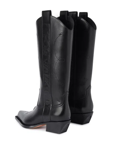 Shop Off-white Women's Black Leather Texan Boots