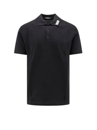 Shop Versace Polo Collar With  Writing In Black