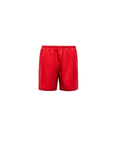 Shop Prada Men's Red Re-nylon Swim Shorts For Fw23