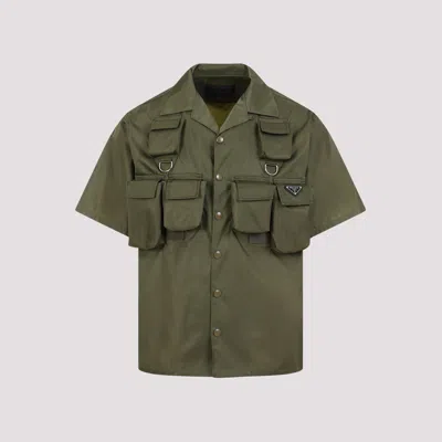 Shop Prada Green Recycled Polyamide Shirt For Men | Ss24 Collection