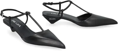 Shop Prada Sleek Leather Slingback Pumps For The Modern Woman In Black