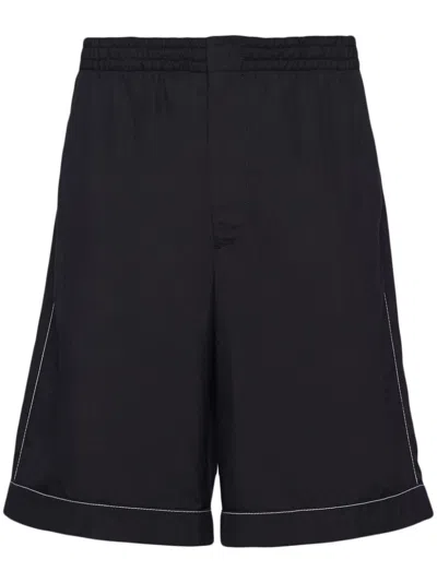 Shop Prada Luxurious Black Silk Men's Short Pants For Ss24
