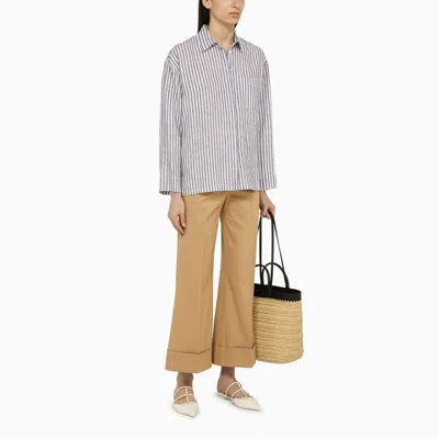 Shop Quelledue Desert-coloured Cotton Trousers In Tan