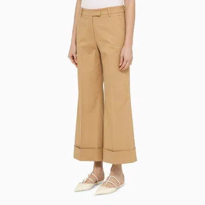 Shop Quelledue Desert-coloured Cotton Trousers In Tan