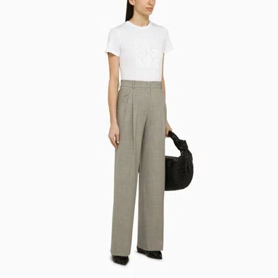 Shop Quelledue Light Grey Wool Blend Wide Trousers In Gray