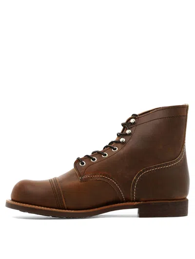Shop Red Wing Shoes Premium Lace-up Brown Boots For Men With Vibram Sole And Metal Eyelets