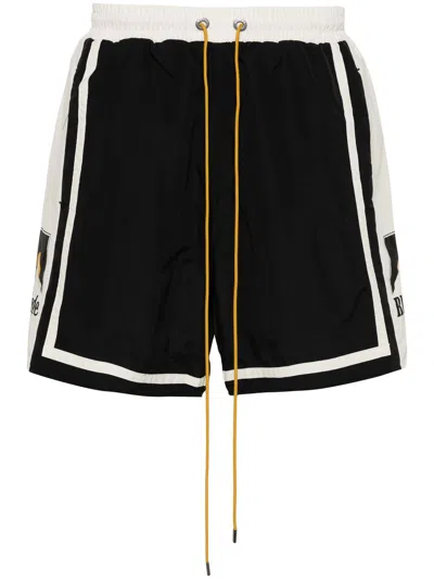 Shop Rhude Color Block Sports Shorts In Black