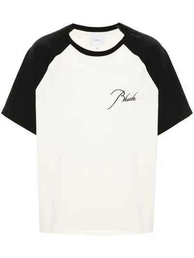 Shop Rhude Embroidered Logo T-shirt In White