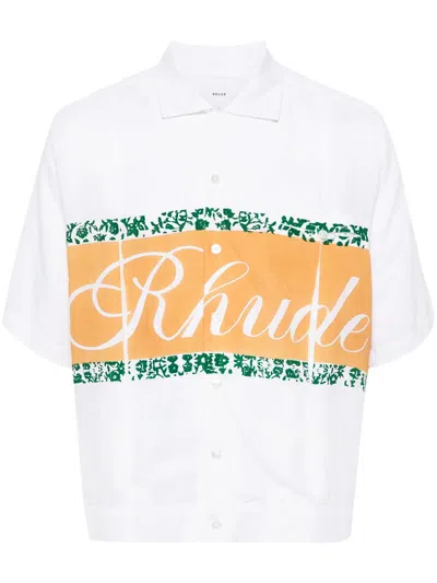Shop Rhude Logo-print Shirt In White