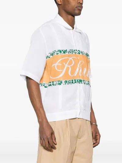Shop Rhude Logo-print Shirt In White