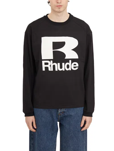 Shop Rhude T-shirt M/l Petrol In Black