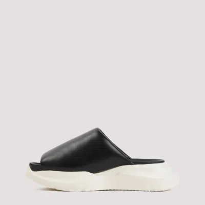 Shop Rick Owens Men's Black Nappa Leather Sandals With 7cm Heel For Ss24