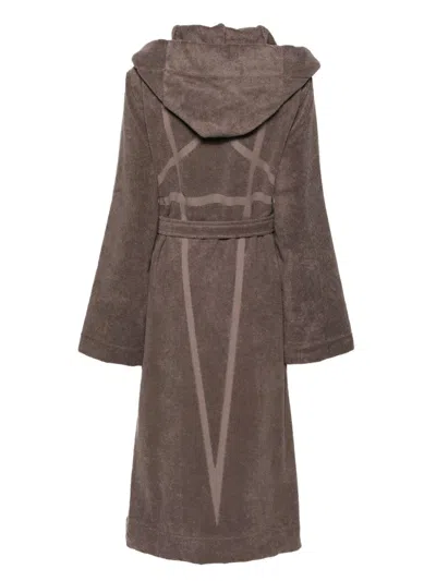 Shop Rick Owens Taupe Grey Cotton Bath Robe For Women In Brown