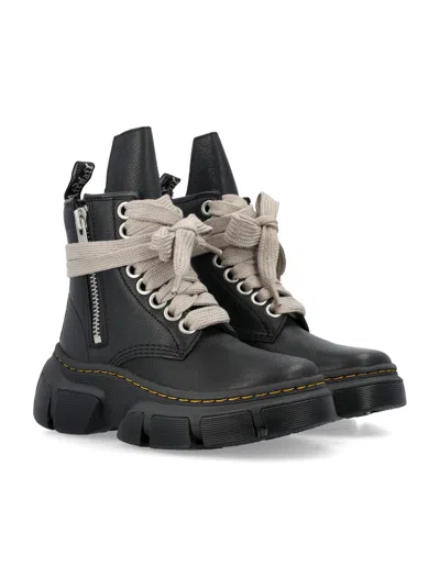 Shop Rick Owens X Dr. Martens Men's Leather Platform Jumbo Lace Up Boots With Dmxl Sole In Black